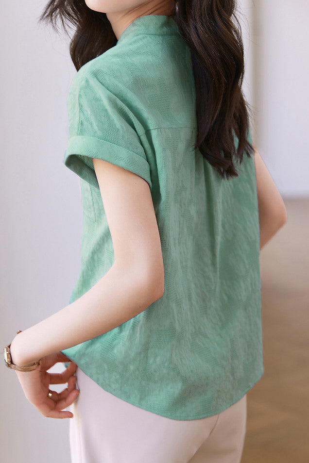 Solid Color Jacquard Shirt - liwisi