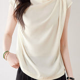 French design pleated short sleeve top