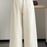 Lace trim spliced pants