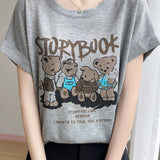 Lettered bear graphic short sleeve T-shirt - liwisi