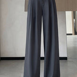 Lettered high-waisted floor-length casual pants