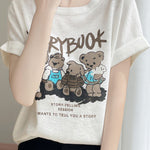 Lettered bear graphic short sleeve T-shirt - liwisi