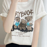 Lettered bear graphic short sleeve T-shirt - liwisi