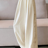 Loose Casual Spliced Lace Straight Pants