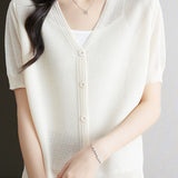 Lightweight short sun protection knitted sweater