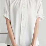 Ruffled new Chinese-style short sleeve shirt