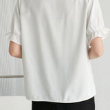Ruffled new Chinese-style short sleeve shirt