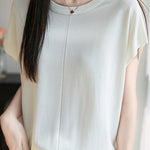 Minimalist versatile round neck top - liwisi