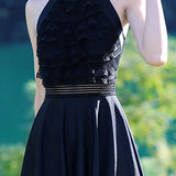 Halter neck clasp one-piece skirt swimsuit