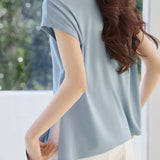Side tie round neck drop shoulder short sleeve T-shirt