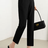Solid color straight leg nine-point pants