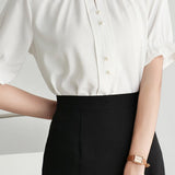Ruffled new Chinese-style short sleeve shirt
