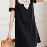 Elegant patchwork short sleeve dress - liwisi