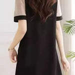 Elegant patchwork short sleeve dress - liwisi
