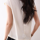 French design pleated short sleeve top