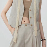 Lace suit vest with long pants set