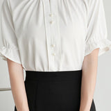 Ruffled new Chinese-style short sleeve shirt
