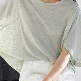 Batwing sleeve knitted top with floral mesh