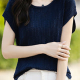 Hollow lace knit T-shirt