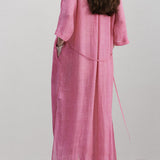 V-neck solid color loose dress