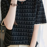 Round neck short sleeve knitted T-shirt