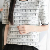Round neck short sleeve knitted T-shirt