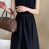 Solid color tie waist tank dress
