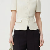 Minimalist short sleeve collared blazer - liwisi