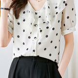 French polka dot puff sleeve shirt