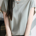 Minimalist versatile round neck top - liwisi
