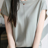 Minimalist versatile round neck top - liwisi
