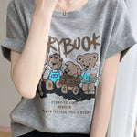 Lettered bear graphic short sleeve T-shirt - liwisi