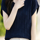 Hollow lace knit T-shirt