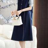 Chic Patchwork Denim Dress - liwisi