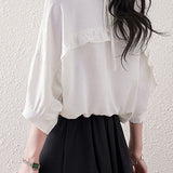Solid color ruffle edge shirt