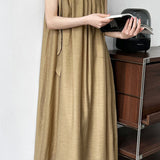 Solid color tie waist tank dress