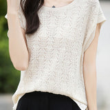 Hollow lace knit T-shirt