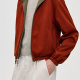 Casual Color‑Block Lapel Long Sleeve Reversible Jacket
