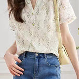 Round neck floral print top