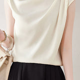French design pleated short sleeve top