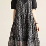 Casual faux two-piece ruffled dress - liwisi