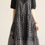 Casual faux two-piece ruffled dress - liwisi