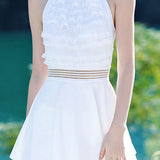 Halter neck clasp one-piece skirt swimsuit