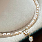 Natural freshwater pearl beaded four-leaf clover pendant necklace - liwisi