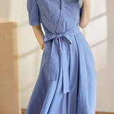 V-neck plaid dress