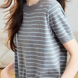 Lightweight striped knitted sweater