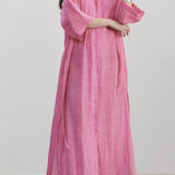 V-neck solid color loose dress