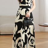 V-neck color block printed dress
