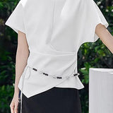 Minimalist versatile asymmetrical T-shirt - liwisi