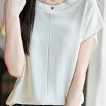 Minimalist versatile round neck top - liwisi